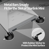 Metal clamping bars with rubber padding designed to fit securely into the Starlink Mini dish slot for scratch-free mounting