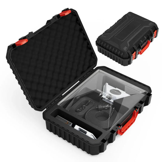 Starlink Mini rugged hard shell case with custom foam interior and red latches