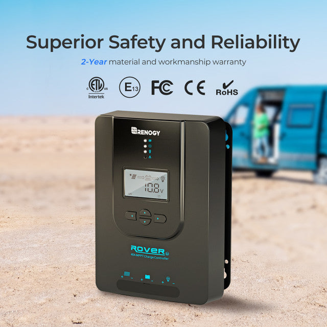 Renogy Rover Li 40A MPPT Solar Charge Controller – Max Efficiency, Battery Protection & Remote Monitoring