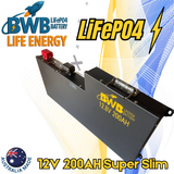 BWB Super Slim 200Ah 12V LiFePO₄ Lithium Battery (Optional Bluetooth Monitoring) — Australian Made