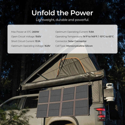 Renogy 200W Portable Solar Panel Blanket – Lightweight, Foldable & High Efficiency