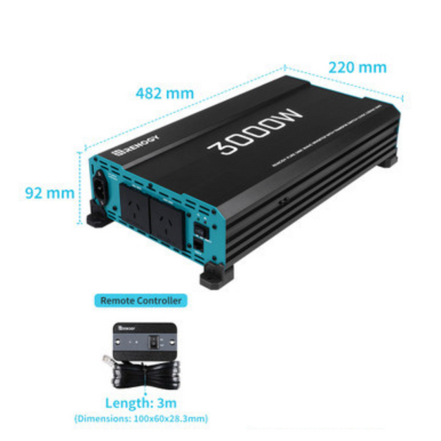 Renogy 12V 3000W Pure Sine Wave Inverter – High Output, Grid Priority & 6000W Surge
