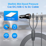 Starlink Mini 3-in-1 DC Power Cable 3.0M, USB C, DC Plug and Cigarette Lighter Plug