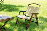4x Bamboo Folding Outdoor Camping Chairs – Khaki/Beige | Eco-Friendly, Portable & Stylish