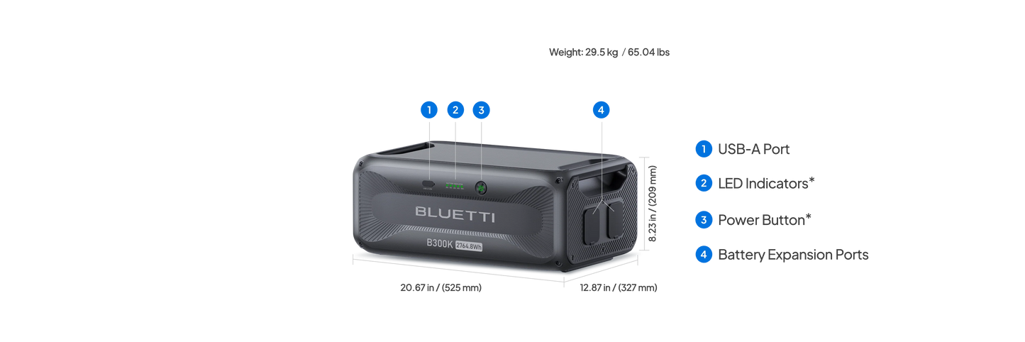 BLUETTI B300K Expansion Battery – 2,764.8Wh LiFePO₄, 4,000+ Life Cycles, Compatible with AC300 / AC500