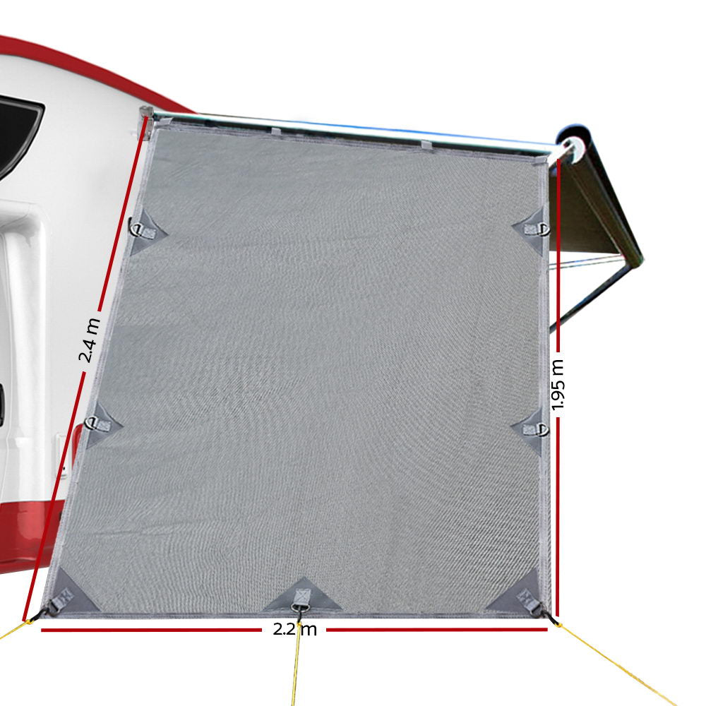 Caravan Privacy Screen - Sun Shade End Wall 1.95 x 2.2M – Grey