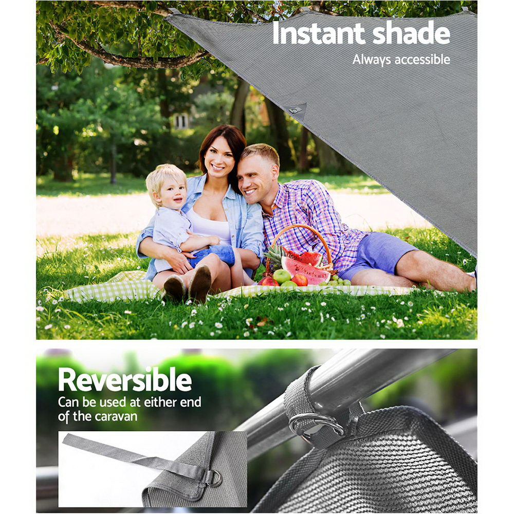 Caravan Privacy Screen - Sun Shade End Wall 1.95 x 2.2M – Grey