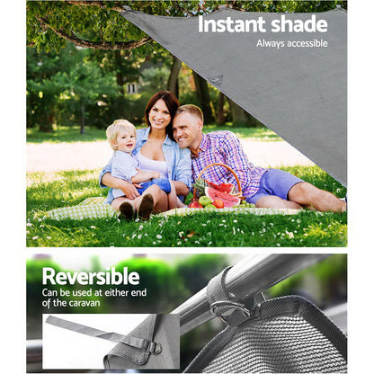 Caravan Privacy Screen - Sun Shade End Wall 1.95 x 2.2M – Grey