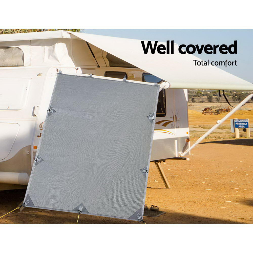 Caravan Privacy Screen - Sun Shade End Wall 2.1 x 1.8M – Grey