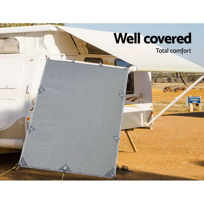 Caravan Privacy Screen - Sun Shade End Wall 2.1 x 1.8M – Grey