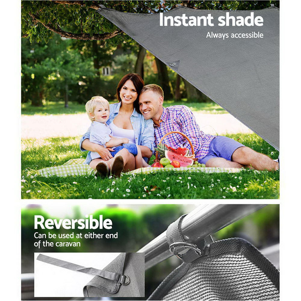 Caravan Privacy Screen - Sun Shade End Wall 2.1 x 1.8M – Grey