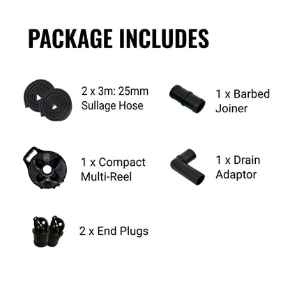 Flat Out 6m Sullage Hose Kit (25mm) – Compact Multi-Reel