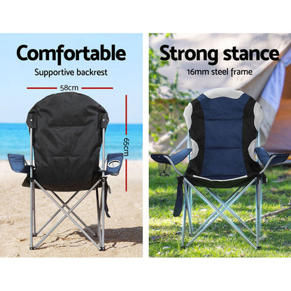 Weisshorn Folding Camping Chair – 2-Pack | Portable Outdoor Chairs for Camping, Hiking, Fishing & Picnics (Navy)