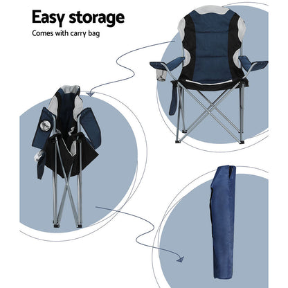 Weisshorn Folding Camping Chair – 2-Pack | Portable Outdoor Chairs for Camping, Hiking, Fishing & Picnics (Navy)