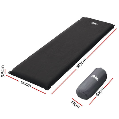 Weisshorn Self-Inflating Camping Mat – Single Size | 9.5cm Thick | Black