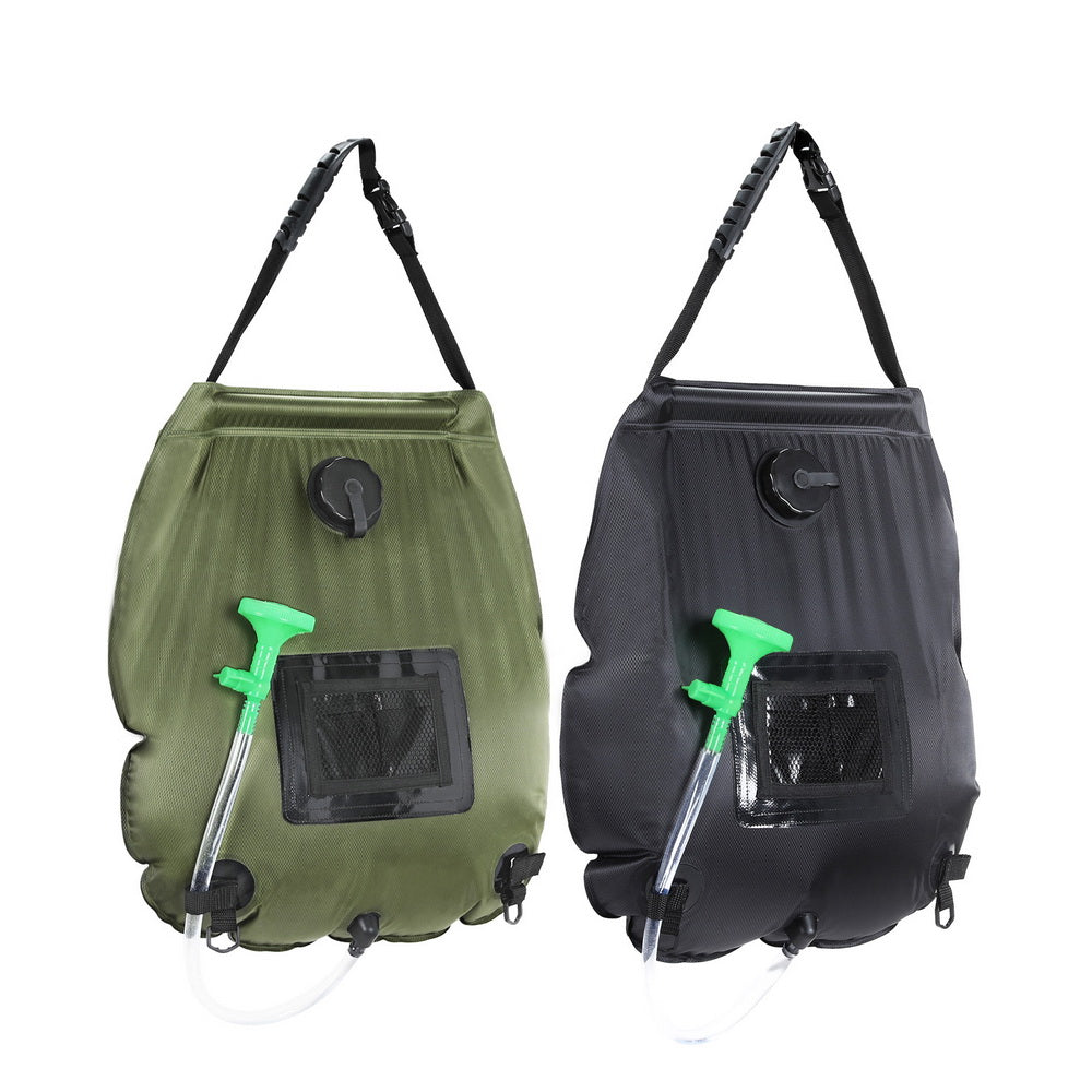 Weisshorn Camping Shower Bag 20L – Set of 2 (Green & Black)