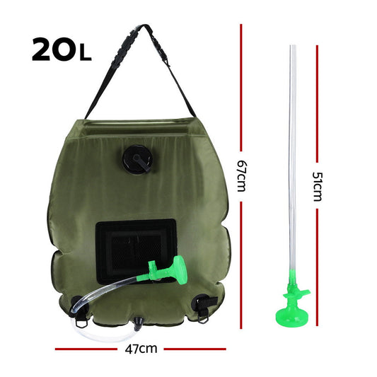 Weisshorn Camping Shower Bag 20L – Set of 2 (Green & Black)