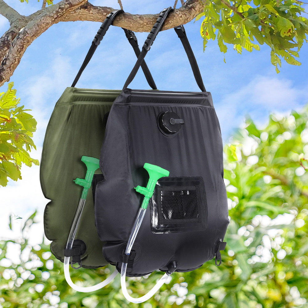 Weisshorn Camping Shower Bag 20L – Set of 2 (Green & Black)