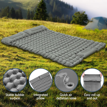 Weisshorn Self-Inflating Camping Mattress – Double Sleeping Mat with Pillow | 9cm Thick Air Bed for Outdoor Comfort