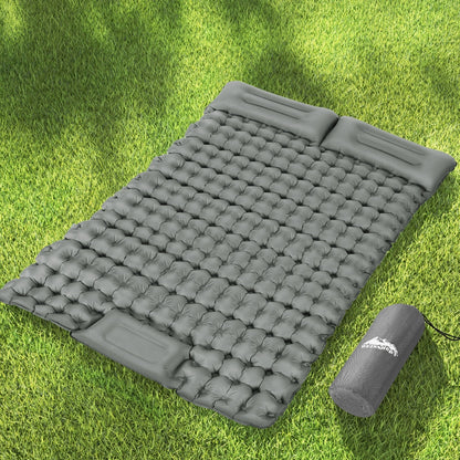 Weisshorn Self-Inflating Camping Mattress – Double Sleeping Mat with Pillow | 9cm Thick Air Bed for Outdoor Comfort