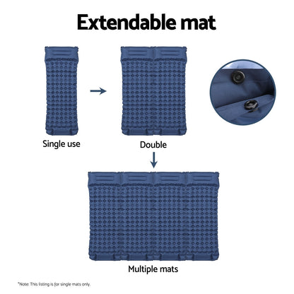 Weisshorn Self-Inflating Camping Mattress – Single Sleeping Mat with Pillow | 9cm Thick | Blue