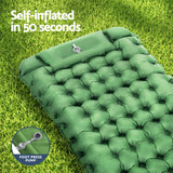 Weisshorn Self-Inflating Camping Mattress – Single Sleeping Mat with Pillow | 9cm Thick Air Bed Pad | Green