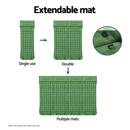 Weisshorn Self-Inflating Camping Mattress – Single Sleeping Mat with Pillow | 9cm Thick Air Bed Pad | Green