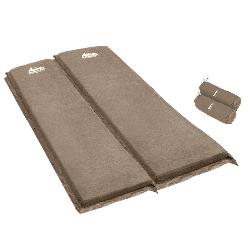 Weisshorn Self-Inflating Double Camping Mattress – 9.5cm Foam | Coffee