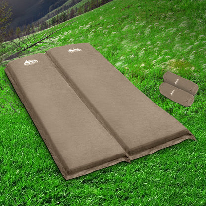 Weisshorn Self-Inflating Double Camping Mattress – 9.5cm Foam | Coffee