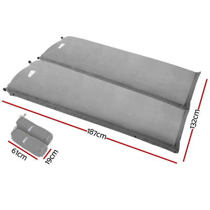 Weisshorn Double Self-Inflating Camping Mattress – 9.5cm Foam | Grey