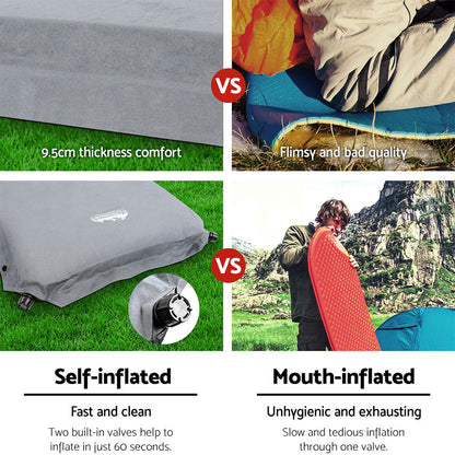 Weisshorn Double Self-Inflating Camping Mattress – 9.5cm Foam | Grey