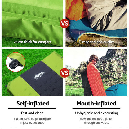 Weisshorn Double Self-Inflating Camping Mattress – 2.5cm Foam | Green