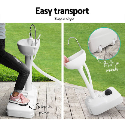 Weisshorn Portable Camping Hand Wash Sink – 19L Water Capacity