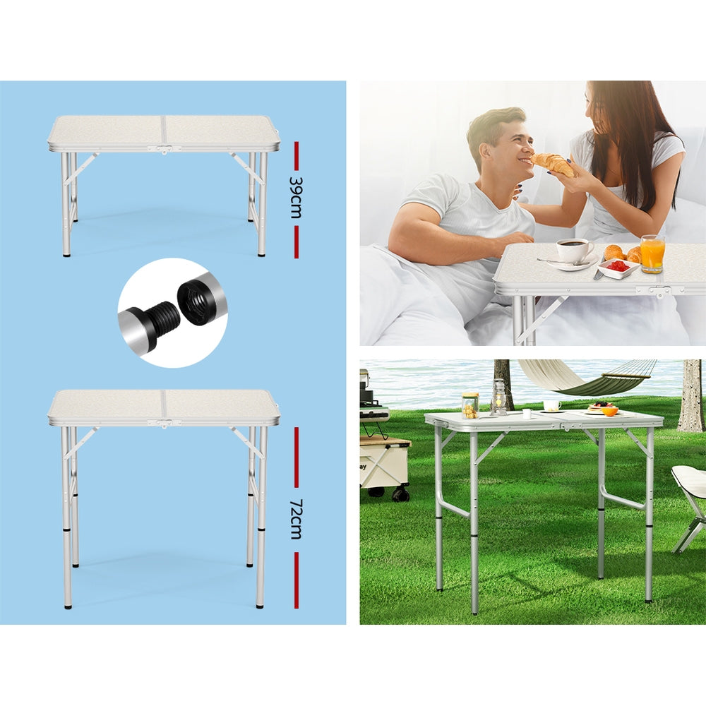 Weisshorn 90CM Folding Camping Table – Adjustable & Portable Outdoor Picnic Desk
