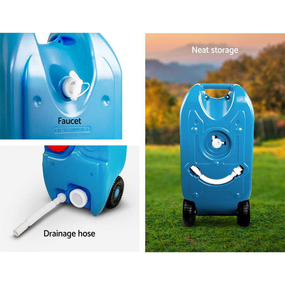 Weisshorn 40L Portable Water Tank with Wheels – Blue
