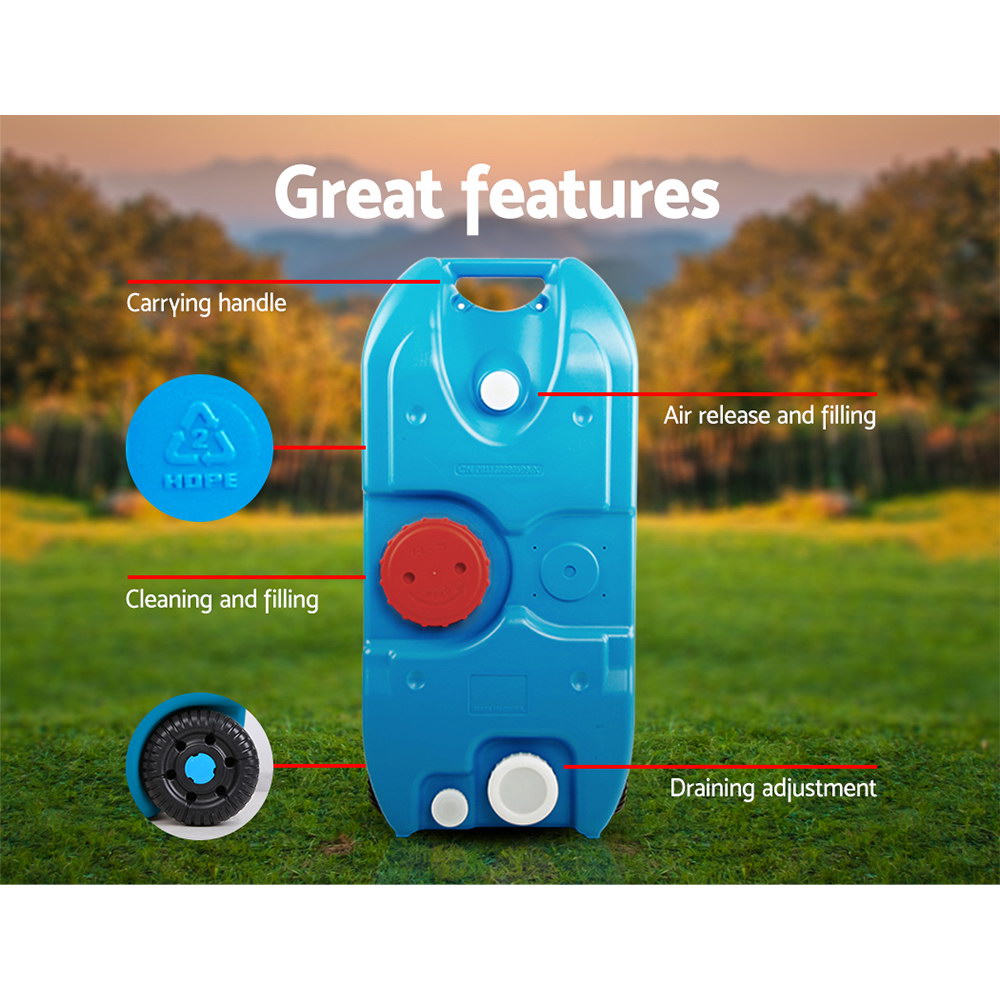Weisshorn 40L Portable Water Tank with Wheels – Blue
