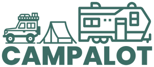 Logo of Campalot showing 4wd, tent and caravan