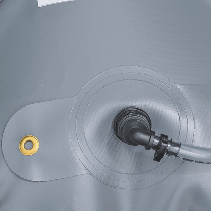 Close-up of Fleximake 60L bladder with reinforced TPU and fittings