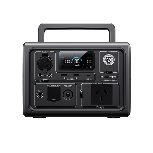 BLUETTI EB3A Portable Power Station – 600W AC Output, 268Wh LiFePO4, Fast Charging & App Control