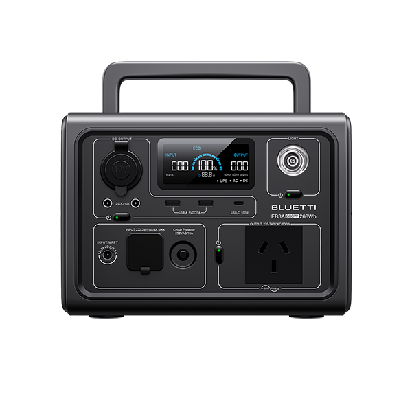 BLUETTI EB3A Portable Power Station – 600W AC Output, 268Wh LiFePO4, Fast Charging & App Control