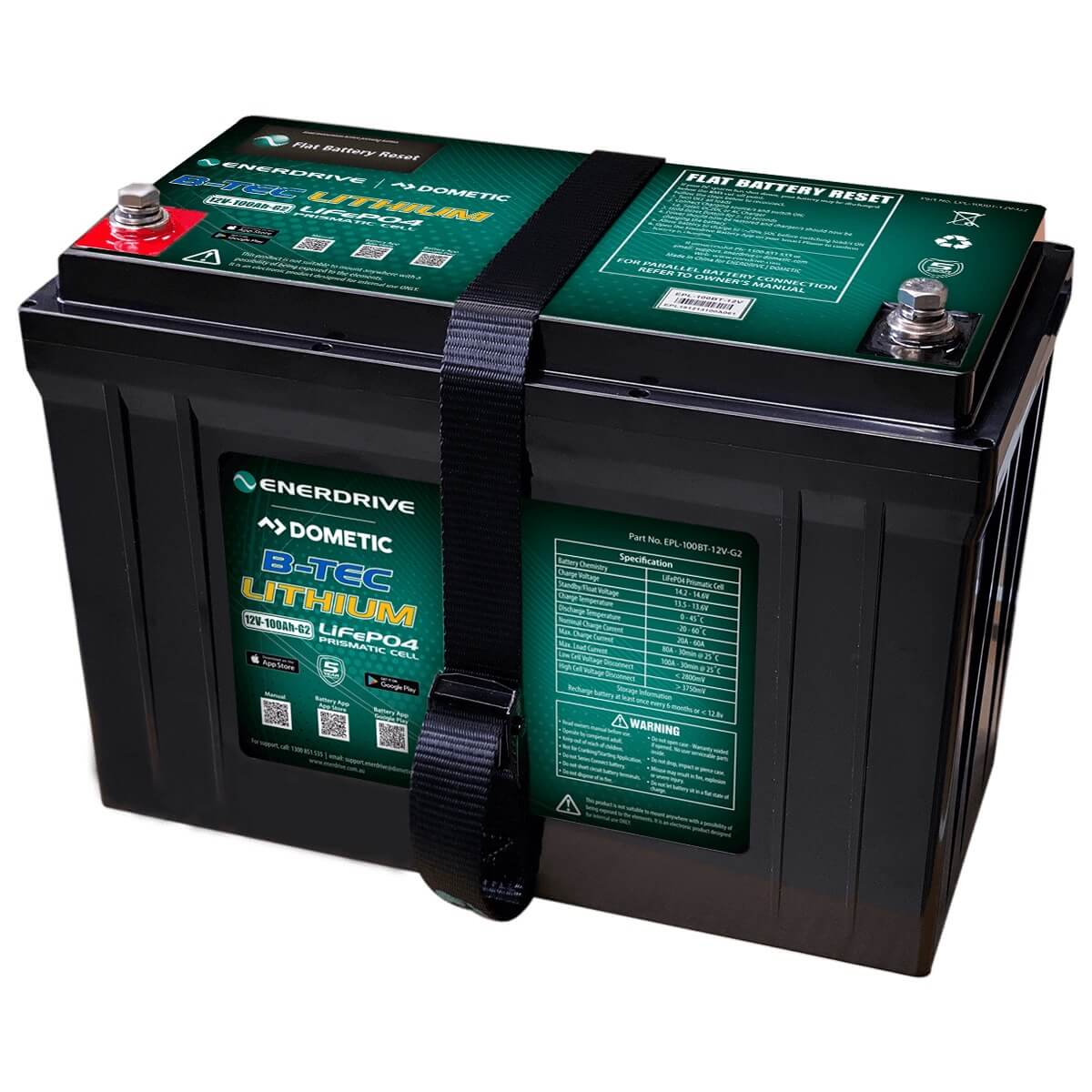Enerdrive B-TEC 100Ah 12V Gen2 LiFePO₄ Battery