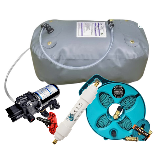 Compact Off-Grid Water Kit – 60L Bladder, Pump, Filter & Hoses