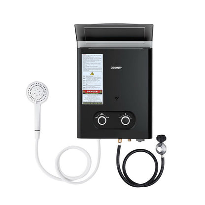 Devanti Portable Gas Water Heater – Outdoor Camping Shower (Black)
