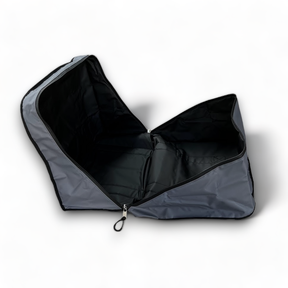 Canvas Generator Bag showing it zipped open for easy access