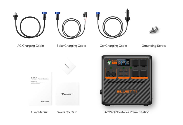 BLUETTI AC240P Portable Power Station – 2,400W AC Output, 1,843Wh LiFePO₄, IP65 Waterproof, Expandable & App-Controlled