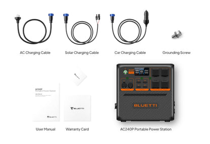 BLUETTI AC240P Portable Power Station – 2,400W AC Output, 1,843Wh LiFePO₄, IP65 Waterproof, Expandable & App-Controlled