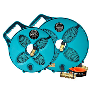 Flat Out 20m Drink Water Hose Kit – 7.5m on Compact Reel + 12.5m on Narrow Reel