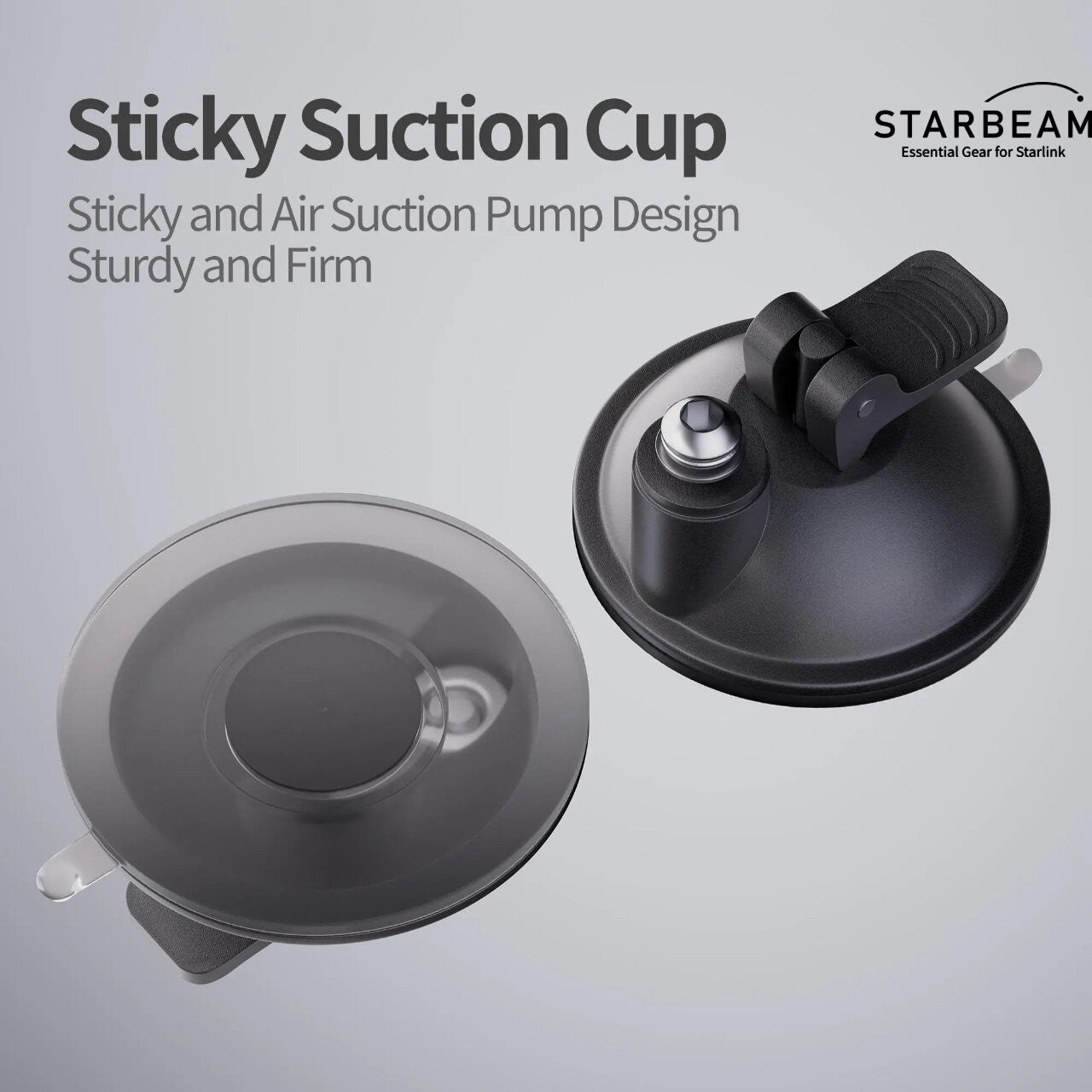 Close-up of heavy-duty sticky suction cups with air pump design for Starlink Mini vehicle window mount