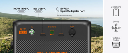 BLUETTI B210P Expansion Battery – 2,150Wh IP65 Water & Dustproof, LiFePO₄, USB & 12V Outputs, 6-Year Warranty
