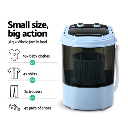 Devanti Portable Washing Machine 3KG – Black